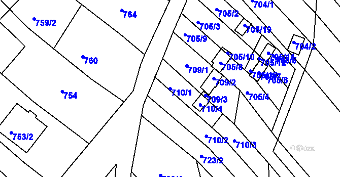 Parcela st. 710/1 v KÚ Rohatec, Katastrální mapa