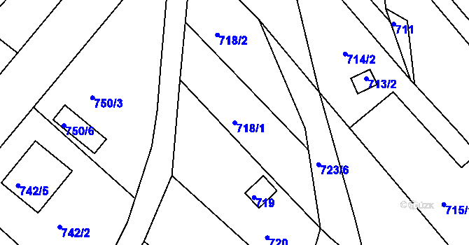 Parcela st. 718/1 v KÚ Rohatec, Katastrální mapa