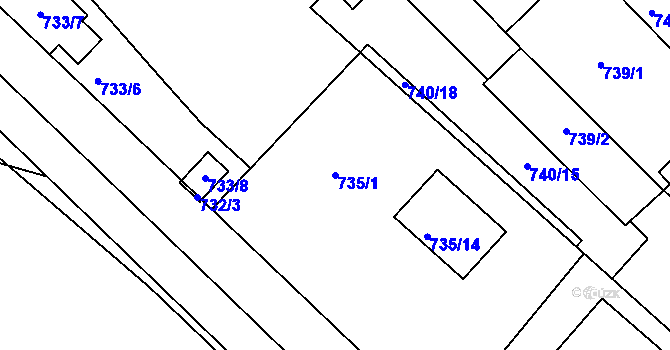 Parcela st. 735/1 v KÚ Rohatec, Katastrální mapa