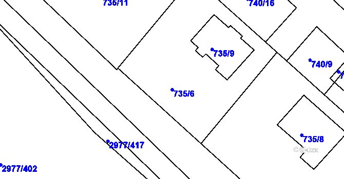 Parcela st. 735/6 v KÚ Rohatec, Katastrální mapa