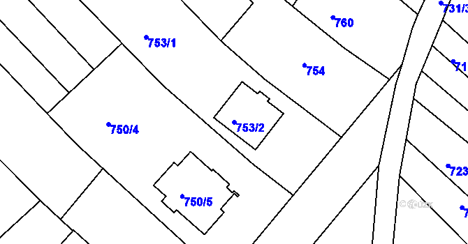 Parcela st. 753/2 v KÚ Rohatec, Katastrální mapa