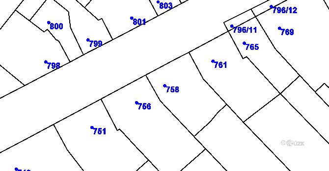 Parcela st. 758 v KÚ Rohatec, Katastrální mapa