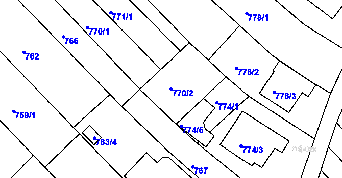 Parcela st. 770/2 v KÚ Rohatec, Katastrální mapa