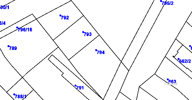 Parcela st. 794 v KÚ Rohatec, Katastrální mapa