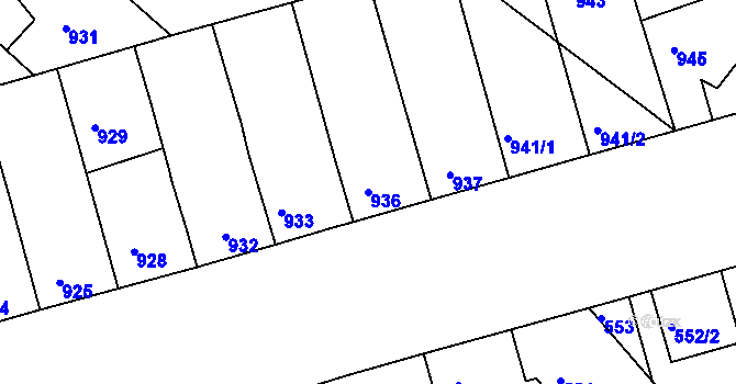 Parcela st. 936 v KÚ Rohatec, Katastrální mapa