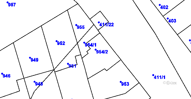 Parcela st. 954/2 v KÚ Rohatec, Katastrální mapa