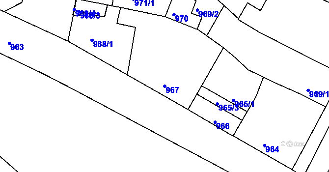 Parcela st. 967 v KÚ Rohatec, Katastrální mapa