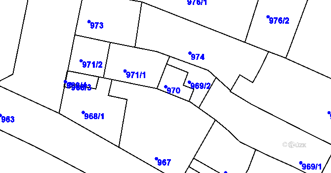 Parcela st. 970 v KÚ Rohatec, Katastrální mapa