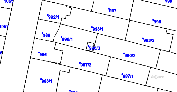 Parcela st. 990/3 v KÚ Rohatec, Katastrální mapa
