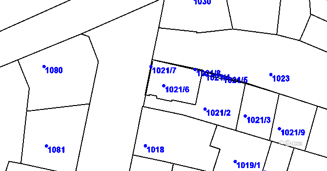 Parcela st. 1021/6 v KÚ Rohatec, Katastrální mapa