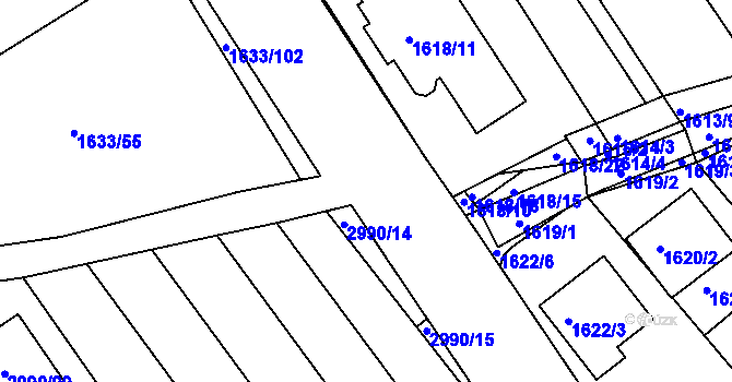 Parcela st. 1623/9 v KÚ Rohatec, Katastrální mapa