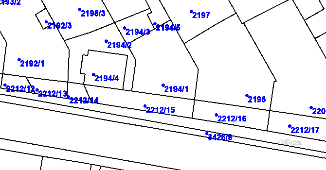 Parcela st. 2194/1 v KÚ Rohatec, Katastrální mapa