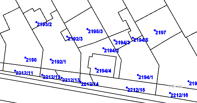 Parcela st. 2194/2 v KÚ Rohatec, Katastrální mapa