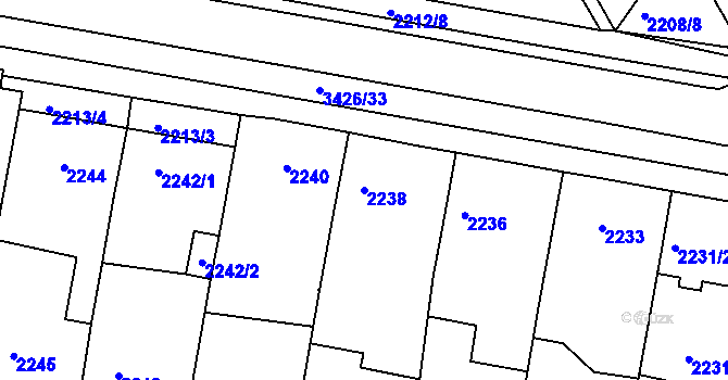 Parcela st. 2238 v KÚ Rohatec, Katastrální mapa