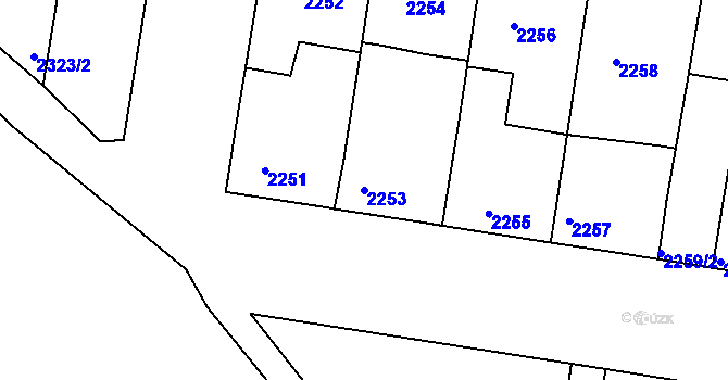 Parcela st. 2253 v KÚ Rohatec, Katastrální mapa