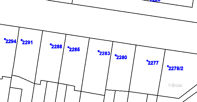 Parcela st. 2283 v KÚ Rohatec, Katastrální mapa