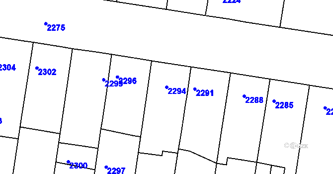 Parcela st. 2294 v KÚ Rohatec, Katastrální mapa