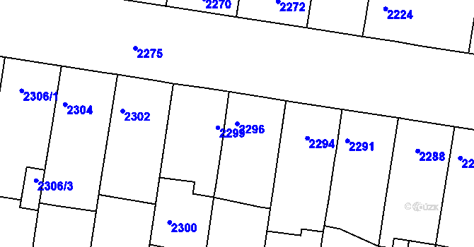 Parcela st. 2296 v KÚ Rohatec, Katastrální mapa