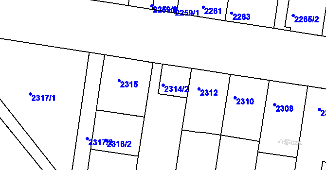 Parcela st. 2314/2 v KÚ Rohatec, Katastrální mapa
