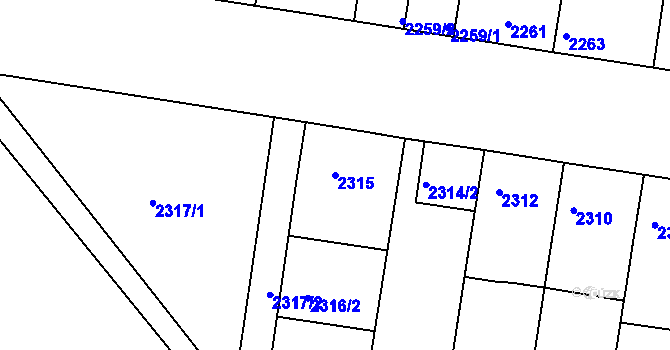 Parcela st. 2315 v KÚ Rohatec, Katastrální mapa