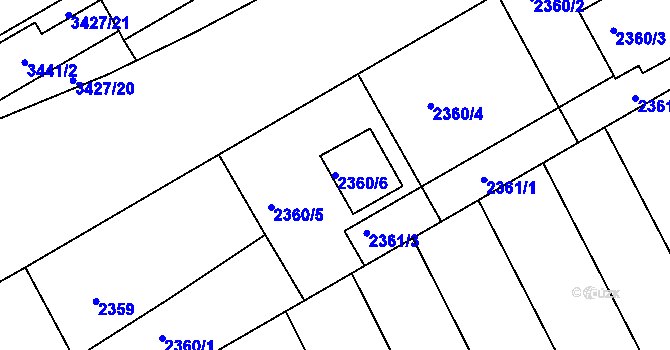 Parcela st. 2360/6 v KÚ Rohatec, Katastrální mapa