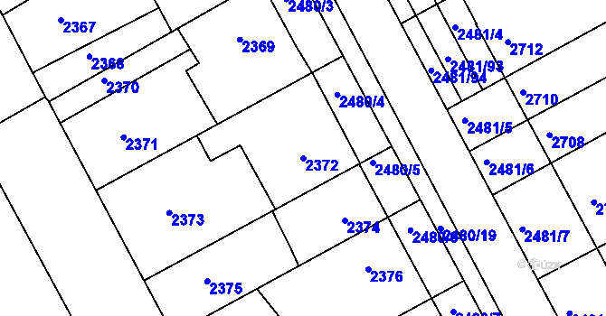 Parcela st. 2372 v KÚ Rohatec, Katastrální mapa