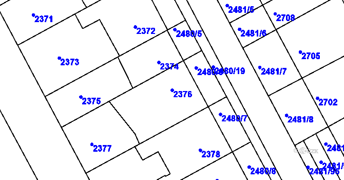 Parcela st. 2376 v KÚ Rohatec, Katastrální mapa