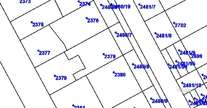 Parcela st. 2378 v KÚ Rohatec, Katastrální mapa