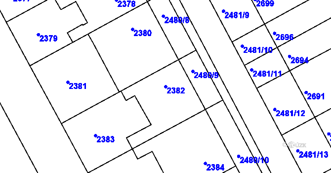 Parcela st. 2382 v KÚ Rohatec, Katastrální mapa
