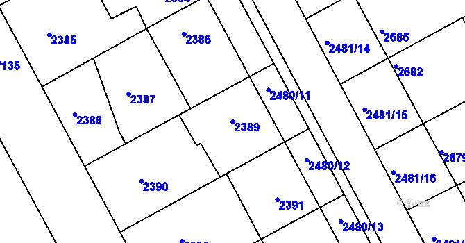 Parcela st. 2389 v KÚ Rohatec, Katastrální mapa