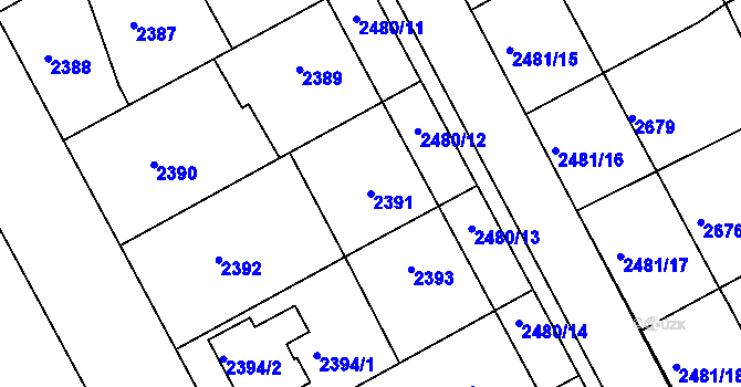 Parcela st. 2391 v KÚ Rohatec, Katastrální mapa