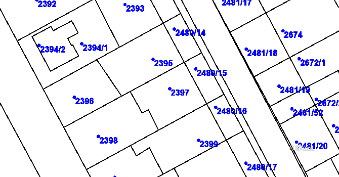 Parcela st. 2397 v KÚ Rohatec, Katastrální mapa