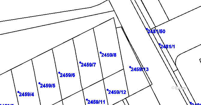 Parcela st. 2459/8 v KÚ Rohatec, Katastrální mapa