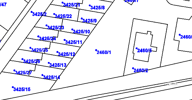 Parcela st. 2460/1 v KÚ Rohatec, Katastrální mapa