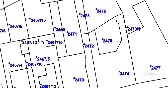 Parcela st. 2472 v KÚ Rohatec, Katastrální mapa