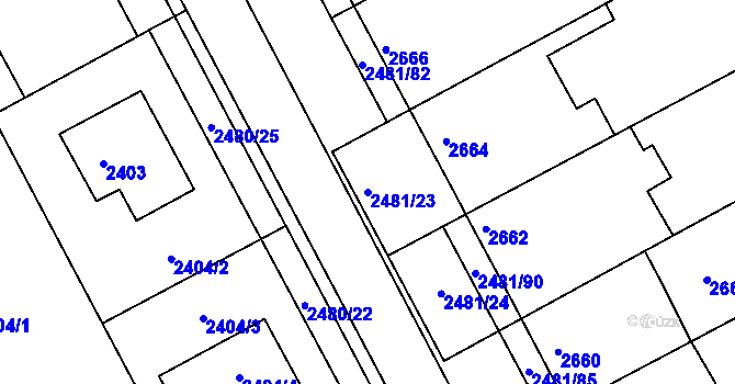 Parcela st. 2481/23 v KÚ Rohatec, Katastrální mapa