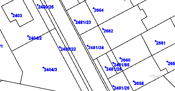 Parcela st. 2481/24 v KÚ Rohatec, Katastrální mapa