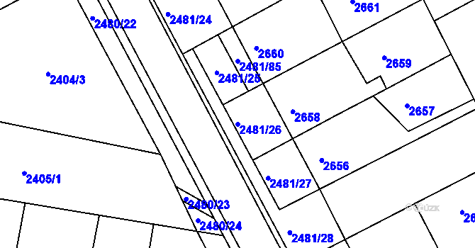 Parcela st. 2481/26 v KÚ Rohatec, Katastrální mapa