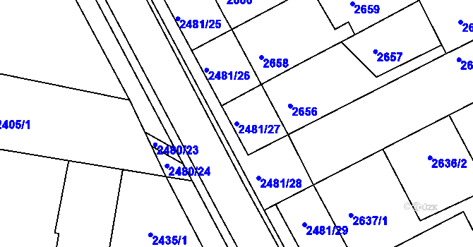 Parcela st. 2481/27 v KÚ Rohatec, Katastrální mapa