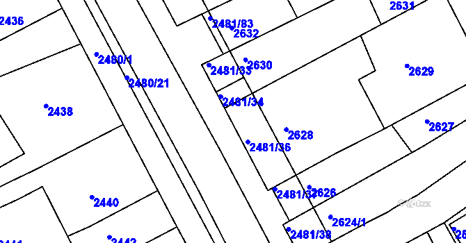 Parcela st. 2481/35 v KÚ Rohatec, Katastrální mapa