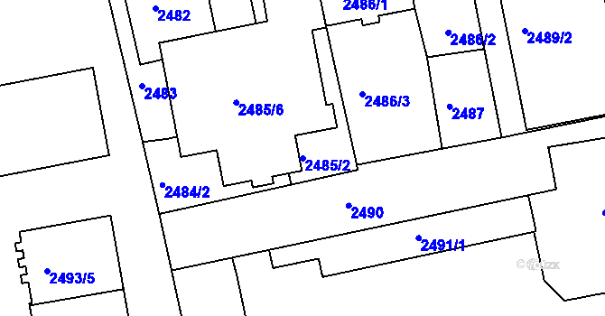 Parcela st. 2485/2 v KÚ Rohatec, Katastrální mapa