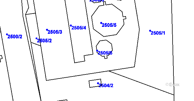 Parcela st. 2505/6 v KÚ Rohatec, Katastrální mapa