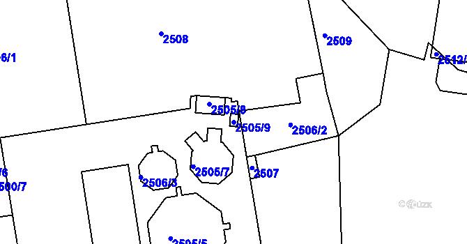 Parcela st. 2505/9 v KÚ Rohatec, Katastrální mapa