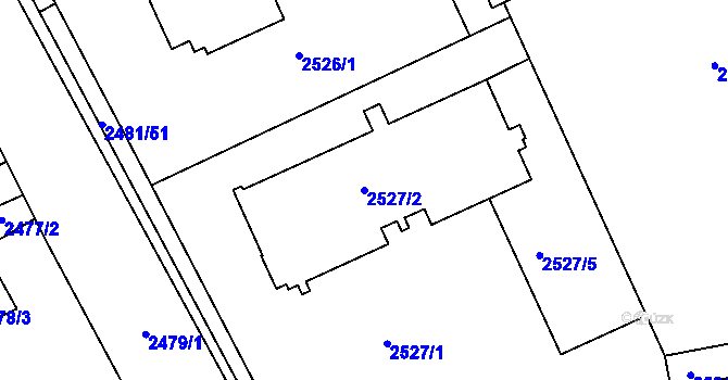 Parcela st. 2527/2 v KÚ Rohatec, Katastrální mapa
