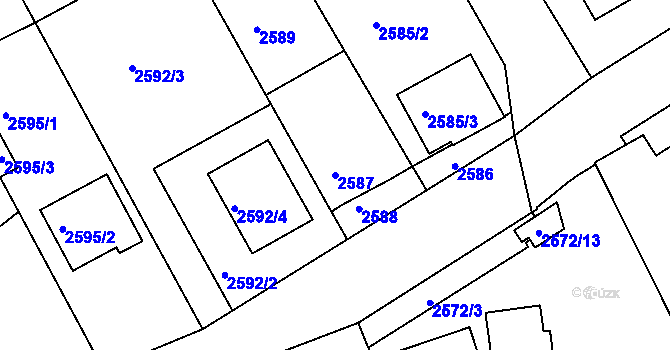 Parcela st. 2587 v KÚ Rohatec, Katastrální mapa