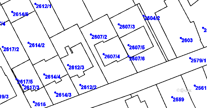 Parcela st. 2607/4 v KÚ Rohatec, Katastrální mapa