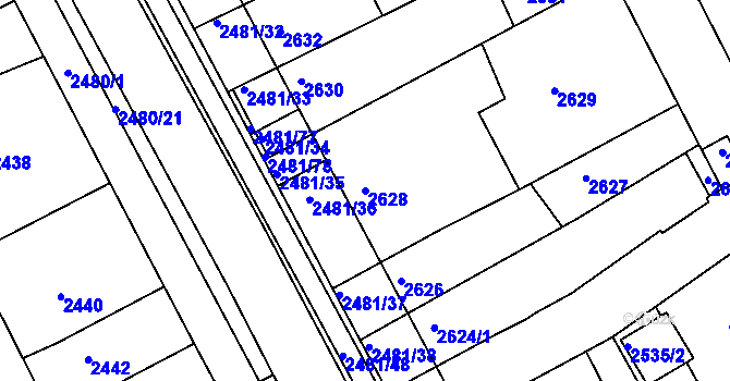 Parcela st. 2628 v KÚ Rohatec, Katastrální mapa
