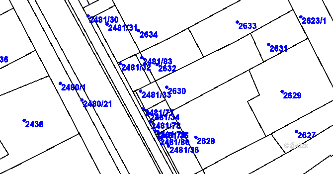 Parcela st. 2630 v KÚ Rohatec, Katastrální mapa