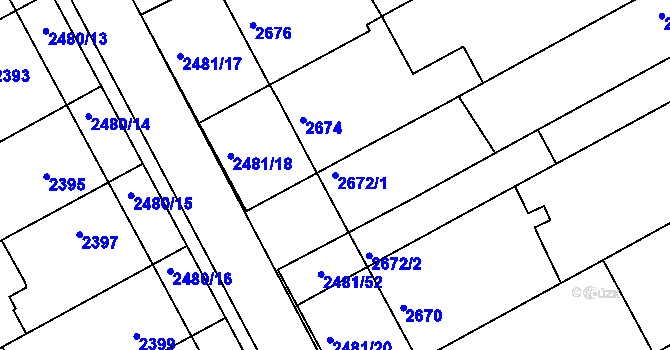 Parcela st. 2672/1 v KÚ Rohatec, Katastrální mapa