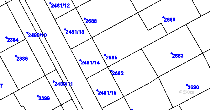 Parcela st. 2685 v KÚ Rohatec, Katastrální mapa